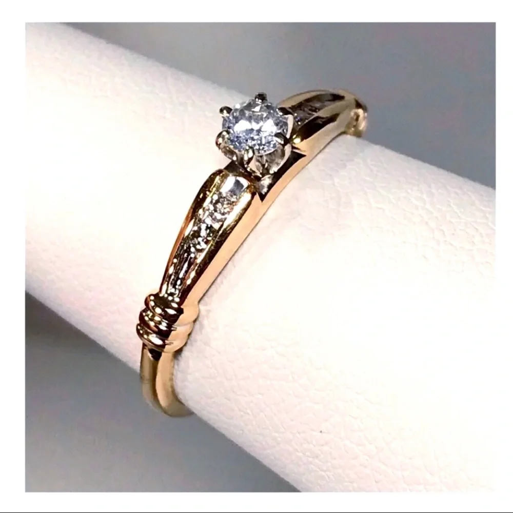 14KT SOLID YELLOW GOLD .25 CARAT TOTAL WEIGHT 6 PRONG SET DIAMOND ACCENT BEAUTY - Picture 11 of 12